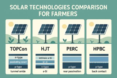 Solar Technologies Comparison for Farmers: TOPCon, HJT, PERC & HPBC