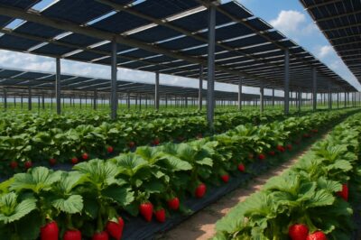 Increase Strawberry Growth & Farmer Yield: Grow Under Solar Panels
